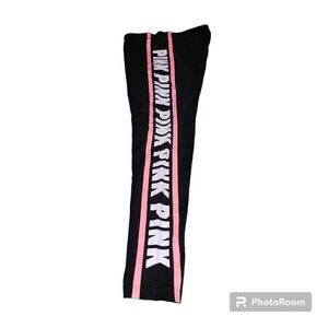 Victoria's Secret Pink Yoga Ankle Legging Black Side Striped Logo